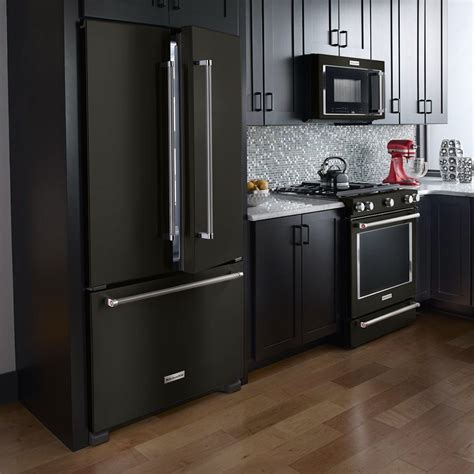 black cabinets and stainless steel appliances|kitchens with black stainless appliances.